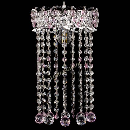 Барная люстра Астра №1 шар 30 длинная Розовая в Химках Гусь Хрустальный