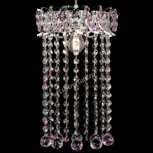 Барная люстра Астра №1 шар 30 длинная Розовая в Химках Гусь Хрустальный
