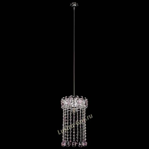 Барная люстра Астра №1 шар 30 длинная Розовая в Химках Гусь Хрустальный