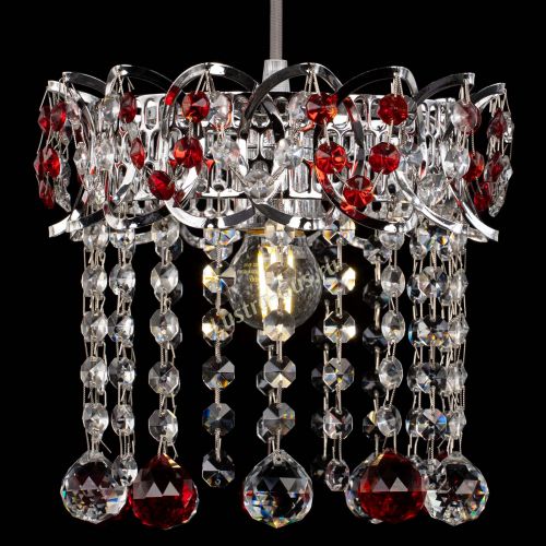 Барная люстра Астра №1 шар красная в Химках Гусь Хрустальный