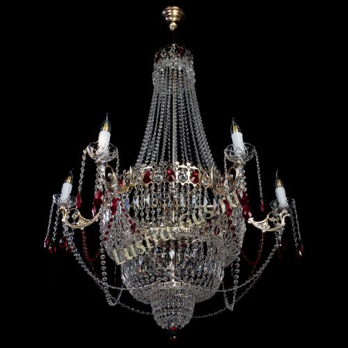 Люстра Елизавета красная в Химках Гусь Хрустальный