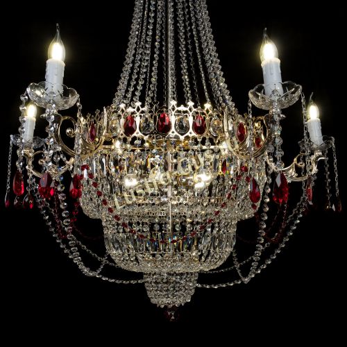 Люстра Елизавета красная в Химках Гусь Хрустальный