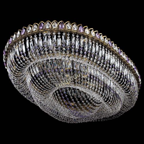 Люстра Кольцо Овал №17 под бронзу фиолетовая в Химках Гусь Хрустальный