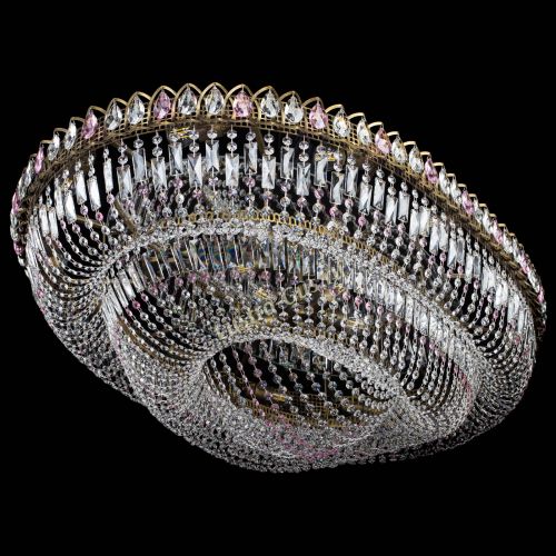 Люстра Кольцо Овал №17 под бронзу розовая в Химках Гусь Хрустальный