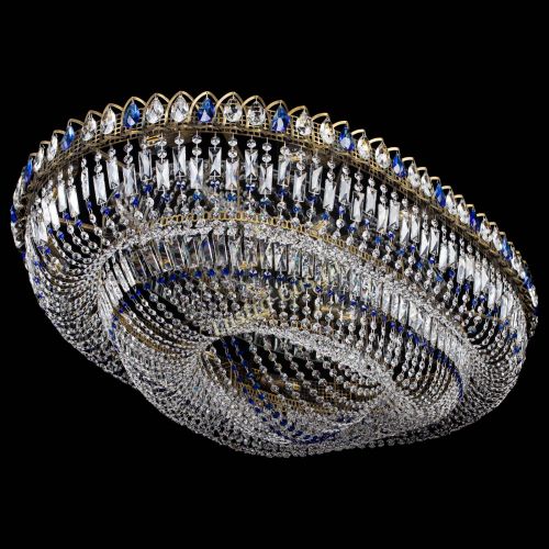 Люстра Кольцо Овал №17 под бронзу синяя в Химках Гусь Хрустальный