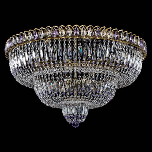Люстра Водопад Обтикон №15 под бронзу фиолетовая в Химках Гусь Хрустальный