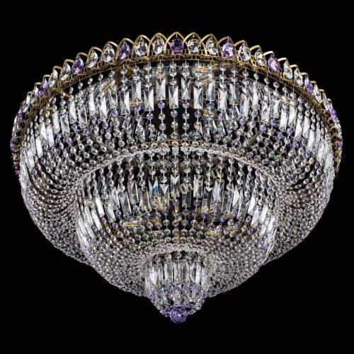 Люстра Водопад Обтикон №15 под бронзу фиолетовая в Химках Гусь Хрустальный