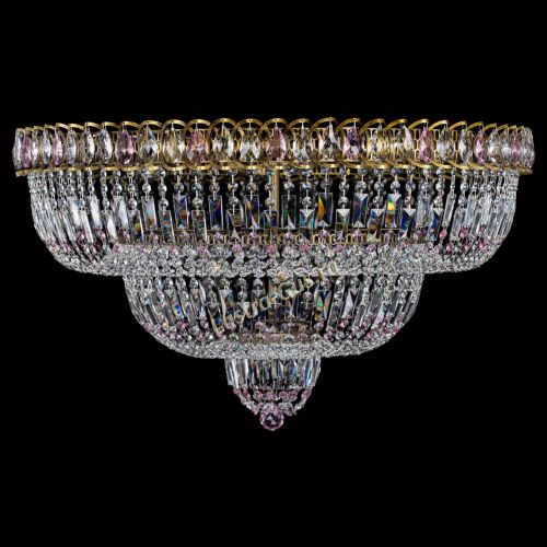 Люстра Водопад Обтикон №15 под бронзу розовая в Химках Гусь Хрустальный