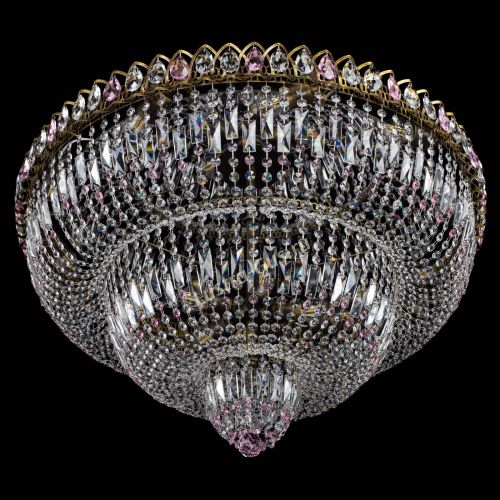 Люстра Водопад Обтикон №15 под бронзу розовая в Химках Гусь Хрустальный