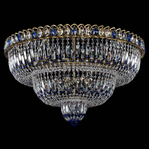 Люстра Водопад Обтикон №15 под бронзу синяя в Химках Гусь Хрустальный