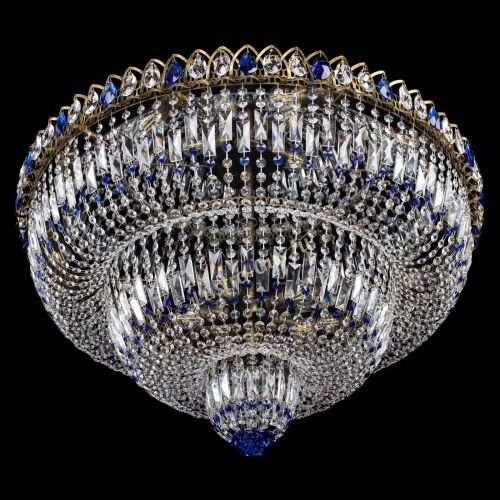 Люстра Водопад Обтикон №15 под бронзу синяя в Химках Гусь Хрустальный