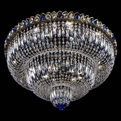 Люстра Водопад Обтикон №15 под бронзу синяя в Химках Гусь Хрустальный