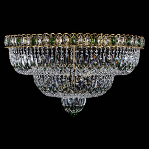 Люстра Водопад Обтикон №15 под бронзу зеленая в Химках Гусь Хрустальный