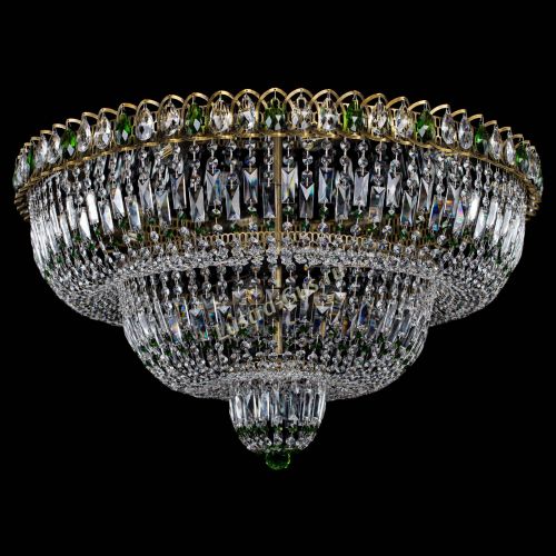 Люстра Водопад Обтикон №15 под бронзу зеленая в Химках Гусь Хрустальный
