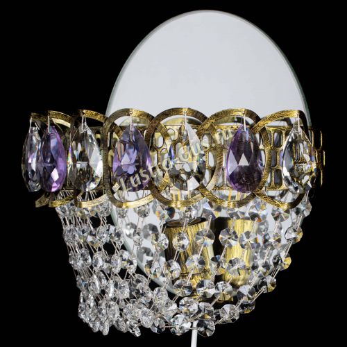 Бра Астра ажур под бронзу фиолетовая в Химках Гусь Хрустальный