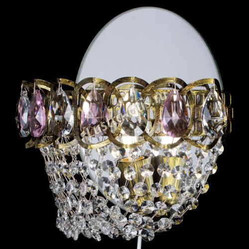 Бра Астра ажур под бронзу розовая в Химках Гусь Хрустальный