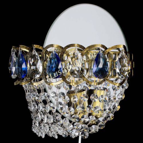 Бра Астра ажур под бронзу синяя в Химках Гусь Хрустальный