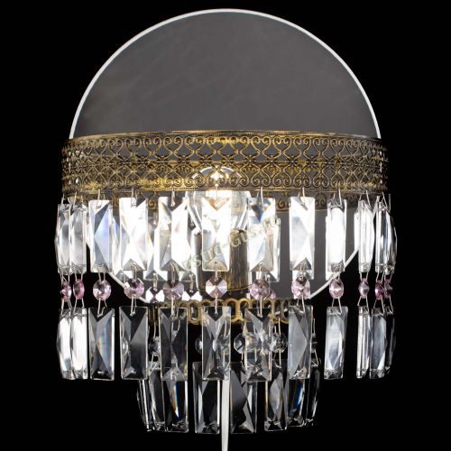 Бра Венеция Пластинка под бронзу Розовая в Химках Гусь Хрустальный