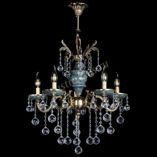 Люстра бронзовая Алфея №5 "Малахит" шар в Химках Гусь Хрустальный