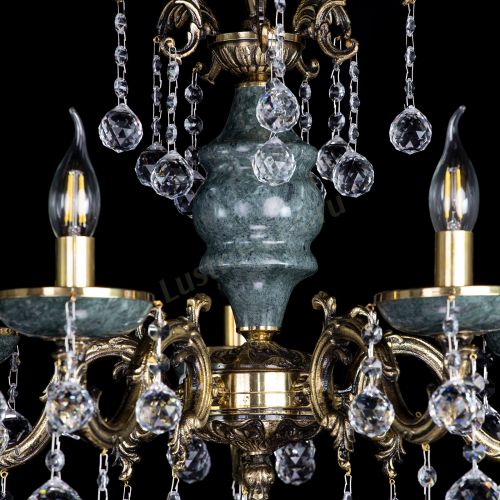 Люстра бронзовая Алфея №5 "Малахит" шар в Химках Гусь Хрустальный