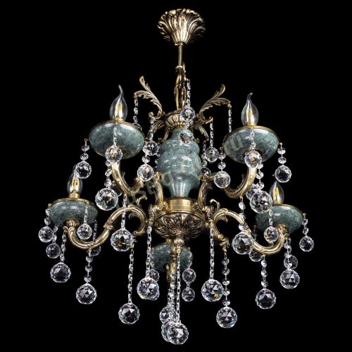 Люстра бронзовая Алфея №5 "Малахит" шар в Химках Гусь Хрустальный