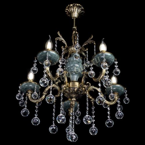 Люстра бронзовая Алфея №5 "Малахит" шар в Химках Гусь Хрустальный