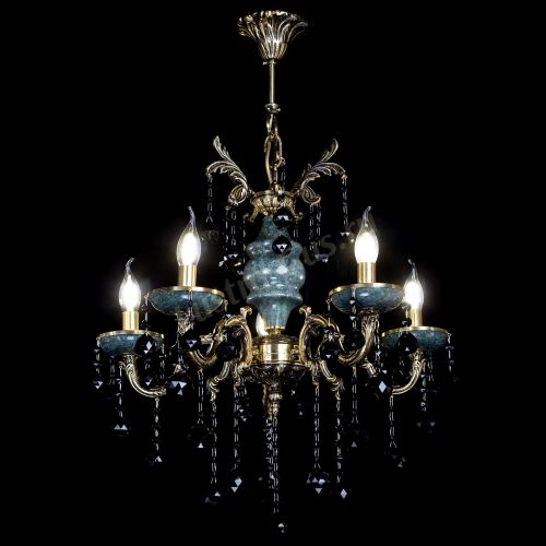 Люстра бронзовая Алфея №5 "Малахит" шар черная в Химках Гусь Хрустальный