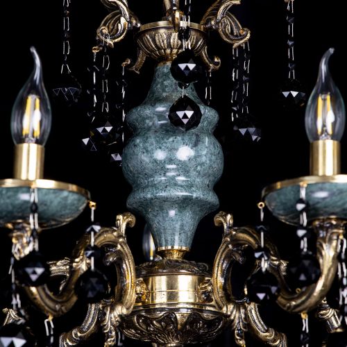 Люстра бронзовая Алфея №5 "Малахит" шар черная в Химках Гусь Хрустальный