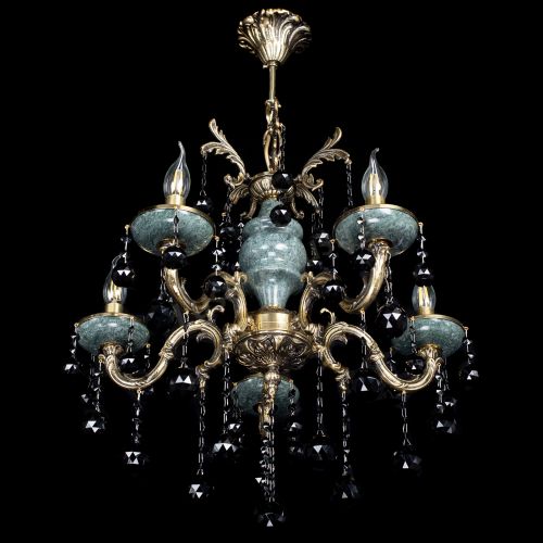 Люстра бронзовая Алфея №5 "Малахит" шар черная в Химках Гусь Хрустальный