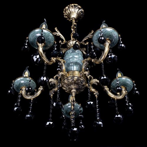 Люстра бронзовая Алфея №5 "Малахит" шар черная в Химках Гусь Хрустальный