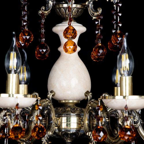Люстра бронзовая Алфея №6 с камнем шар чайная в Химках Гусь Хрустальный