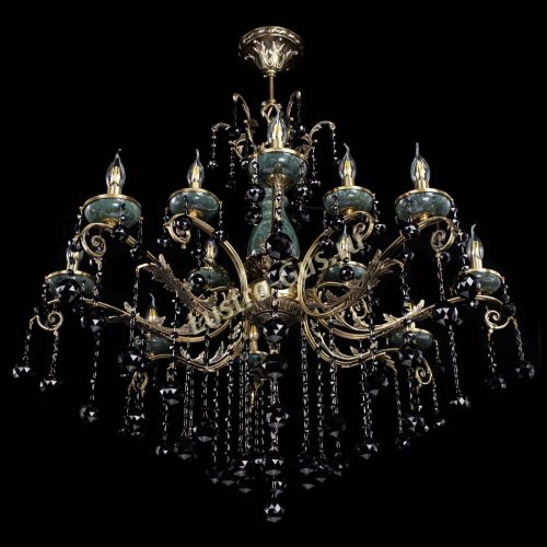 Люстра бронзовая Алфея Малахит №12 шар черная в Химках Гусь Хрустальный