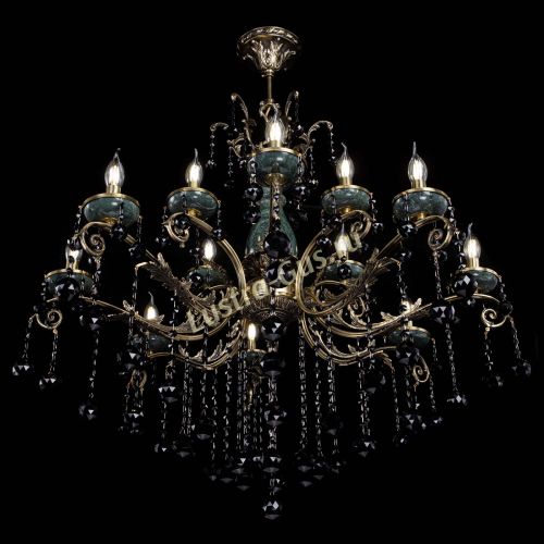 Люстра бронзовая Алфея Малахит №12 шар черная в Химках Гусь Хрустальный