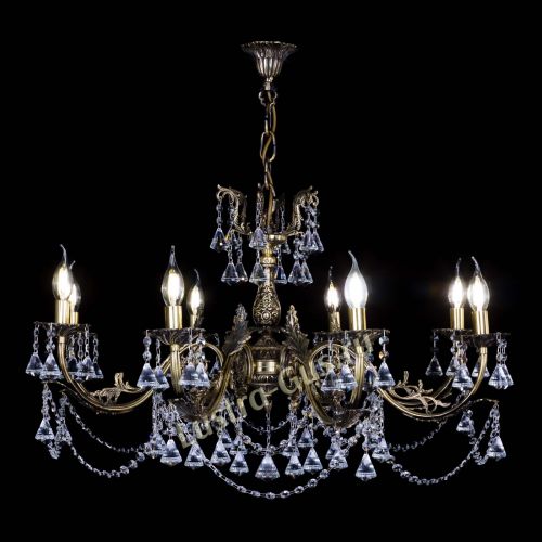 Бронзовая люстра Кассандра №8 удлиненная с конусами в Химках Гусь Хрустальный