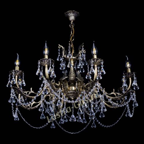 Бронзовая люстра Кассандра №8 удлиненная с конусами в Химках Гусь Хрустальный