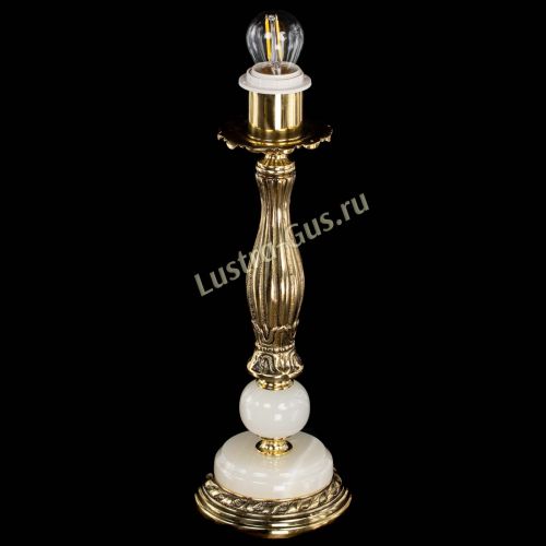 Бронзовая настольная лампа Оникс №1 с абажуром в Химках Гусь Хрустальный