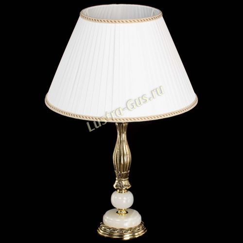 Бронзовая настольная лампа Оникс №1 с большим абажуром в Химках Гусь Хрустальный