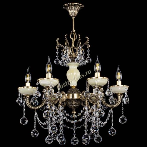 Люстра бронзовая Оникс белый №6/1 шар в Химках Гусь Хрустальный