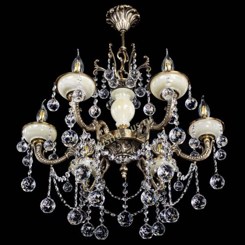 Люстра бронзовая Оникс белый №6/1 шар в Химках Гусь Хрустальный