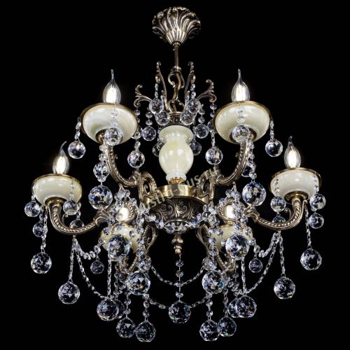 Люстра бронзовая Оникс белый №6/1 шар в Химках Гусь Хрустальный