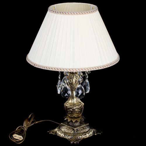 Бронзовая настольная лампа Антик №1 Баден с абажуром в Химках Гусь Хрустальный