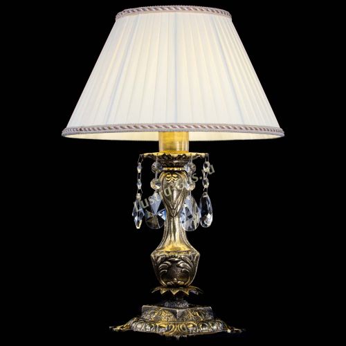 Бронзовая настольная лампа Антик №1 Лучик с абажуром в Химках Гусь Хрустальный