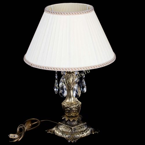 Бронзовая настольная лампа Антик №1 Лучик с абажуром в Химках Гусь Хрустальный