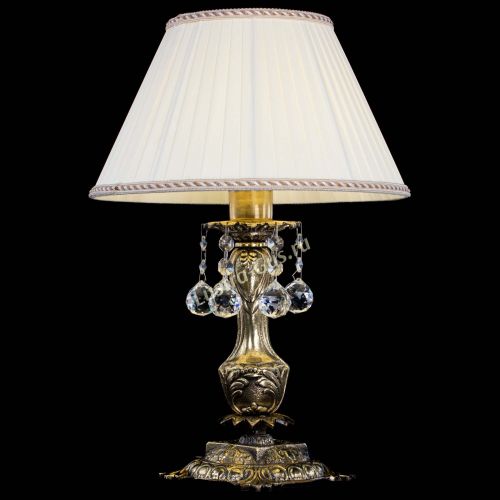 Бронзовая настольная лампа Антик №1 Шар  с абажуром в Химках Гусь Хрустальный