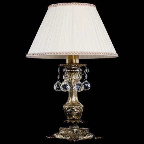 Бронзовая настольная лампа Антик №1 Шар  с абажуром в Химках Гусь Хрустальный