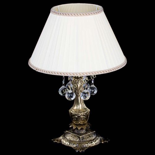 Бронзовая настольная лампа Антик №1 Шар  с абажуром в Химках Гусь Хрустальный