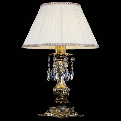 Бронзовая настольная лампа Антик №1 Журавлик с абажуром в Химках Гусь Хрустальный