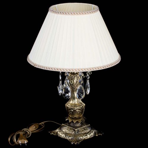 Бронзовая настольная лампа Антик №1 Журавлик с абажуром в Химках Гусь Хрустальный