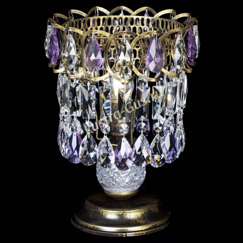 Настольная лампа Астра №1 под бронзу Фиолетовая в Химках Гусь Хрустальный