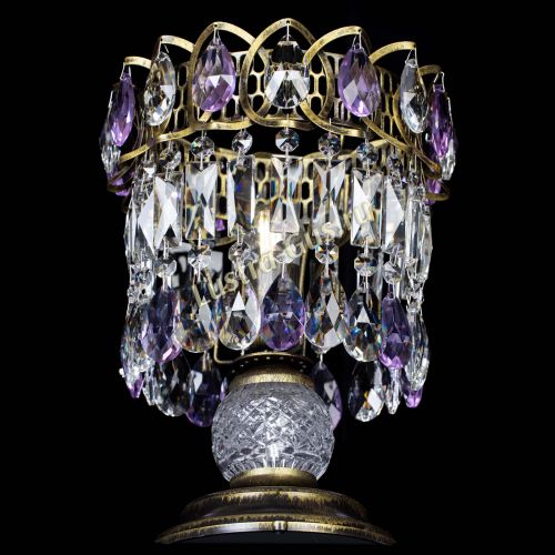 Настольная лампа Астра №1 под бронзу Фиолетовая в Химках Гусь Хрустальный